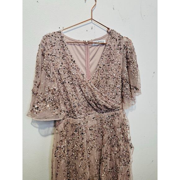 MAC DUGGAL 93681 Vintage Lilac Pink Sequined Butterfly High Low Gown Dress 2 - Picture 5 of 13